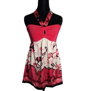 bebe Pink and Cream Halter Blouse